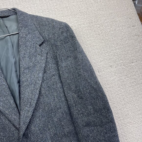 Vintage Harris Tweed Blazer Mens 42T Sport Coat Suit Jacket Dark Blue Wool - Picture 4 of 16